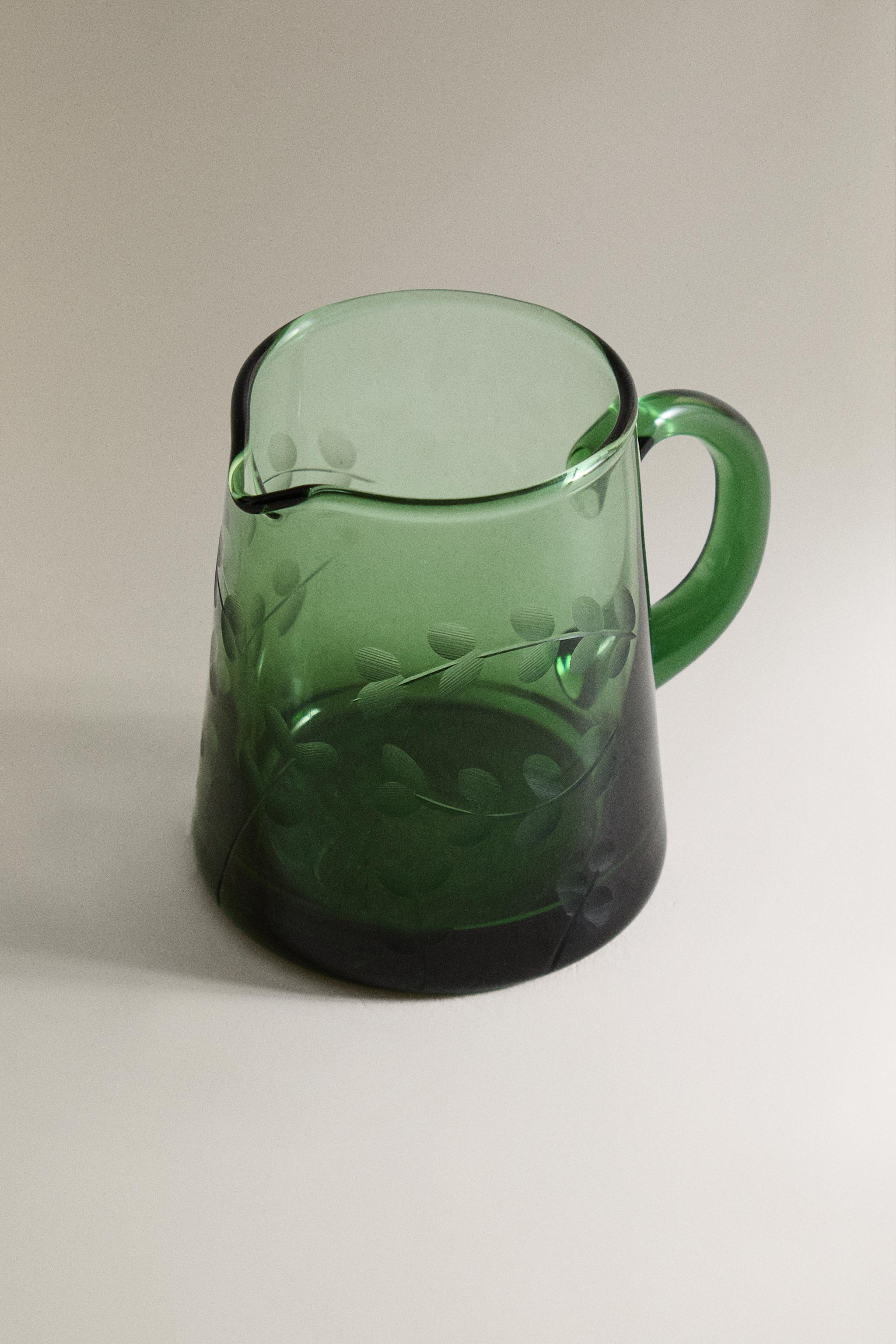 CHRISTMAS GLASS LEAF MILK PITCHER